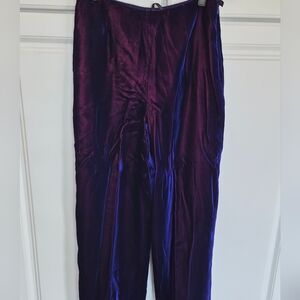 Dana Buchman Royal Purple Velvet Wide Leg Pants Size 6